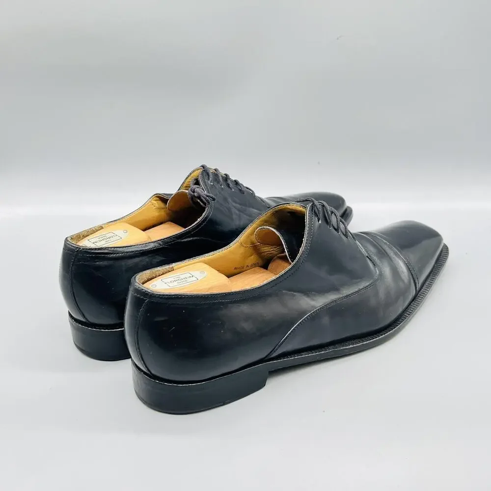Mezlan Shoes Mens 11.5 Black Leather Cap Toe Oxford Dress Square Toe Slip On